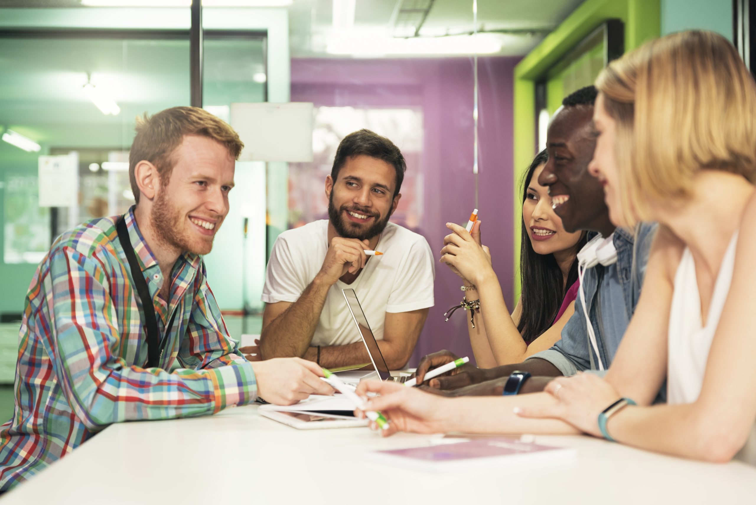 A students group learning at school academy.